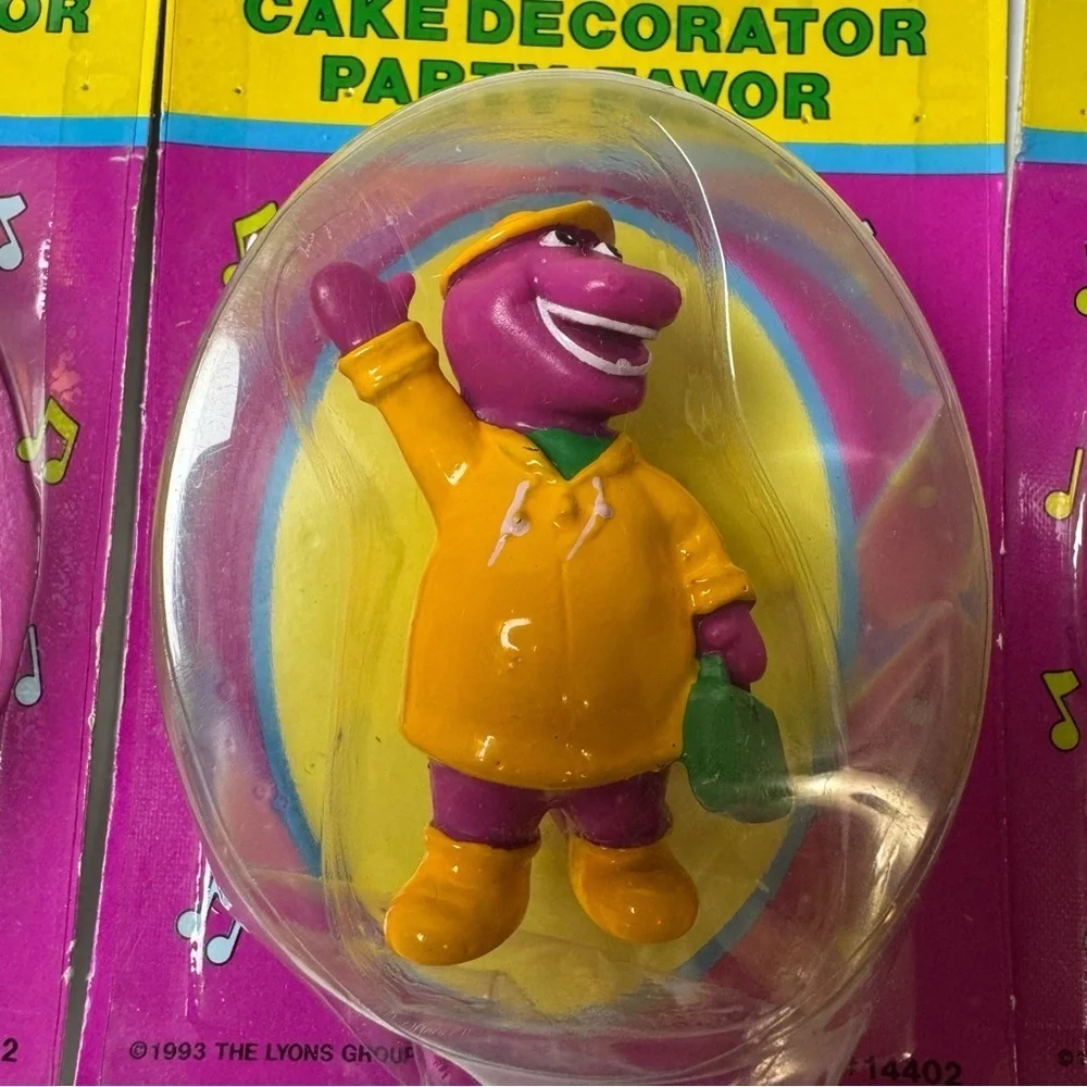 Lot of 3 Vintage 1993 BARNEY Dinosaur Cake Decorator Party Favor Figure